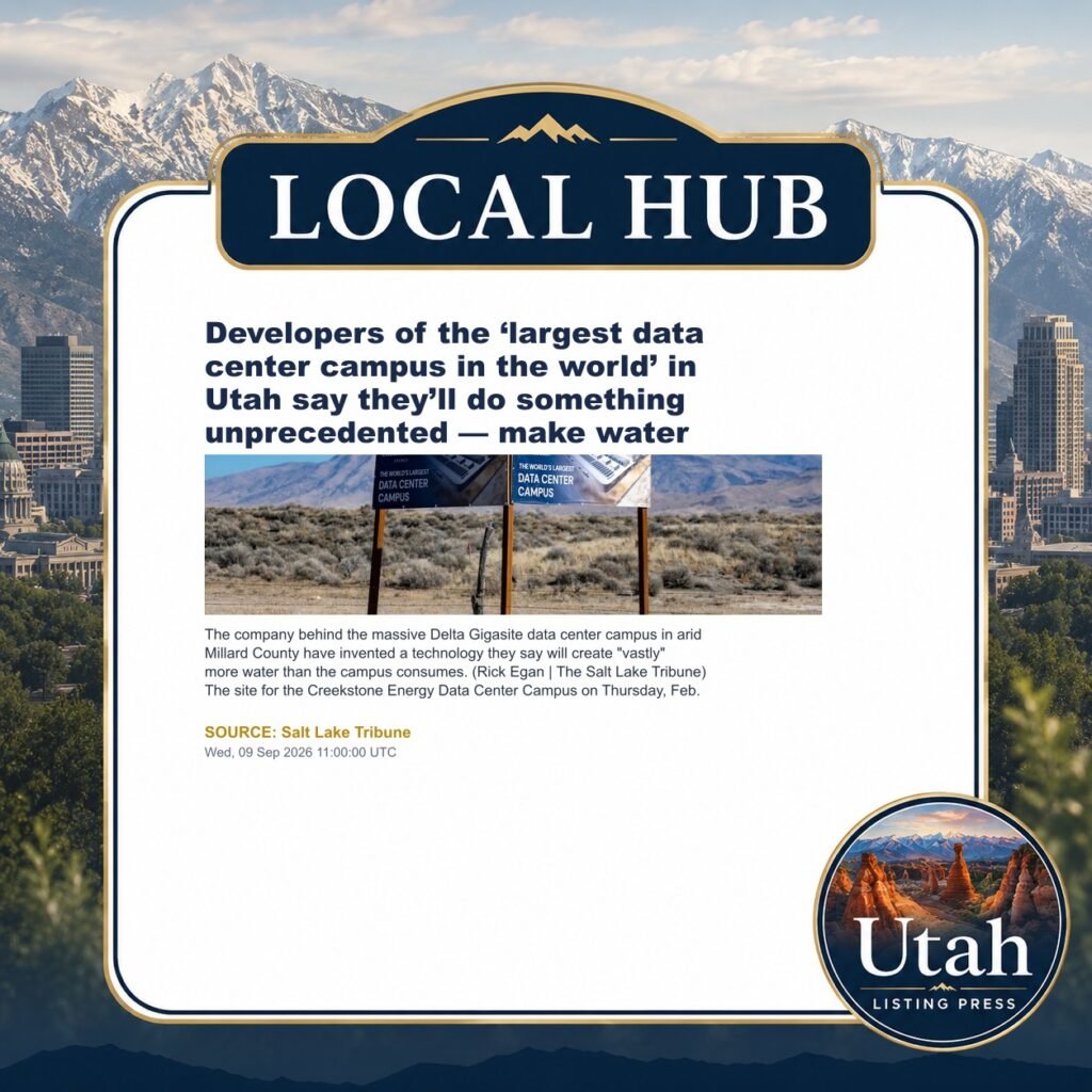 Developers of the ‘largest data center campus in the world’ in Utah say they’ll do something unprecedented — make water