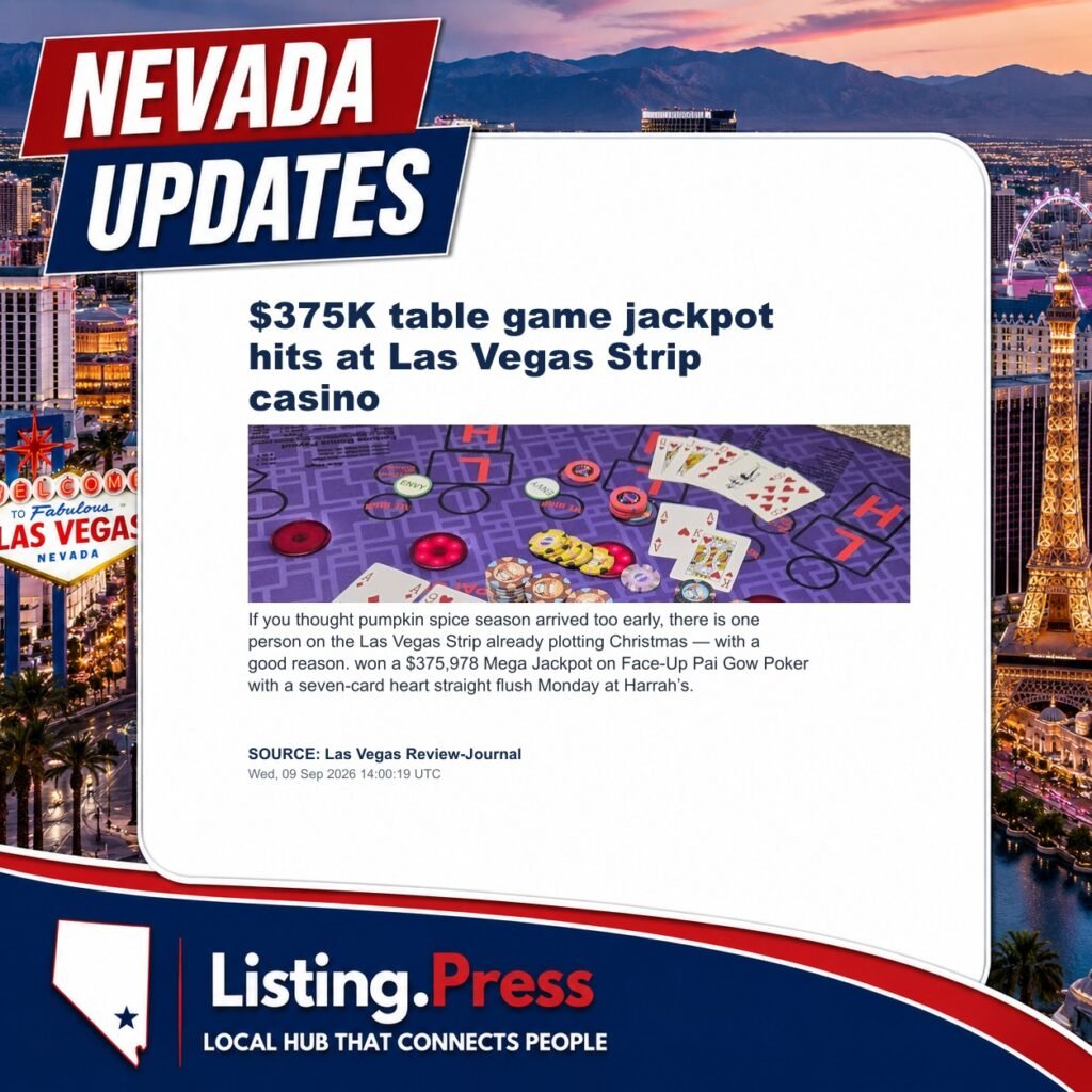 $375K table game jackpot hits at Las Vegas Strip casino