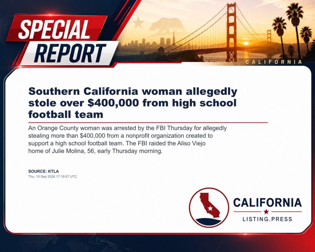 Southern California woman allegedly stole over $400,000 from high school football team