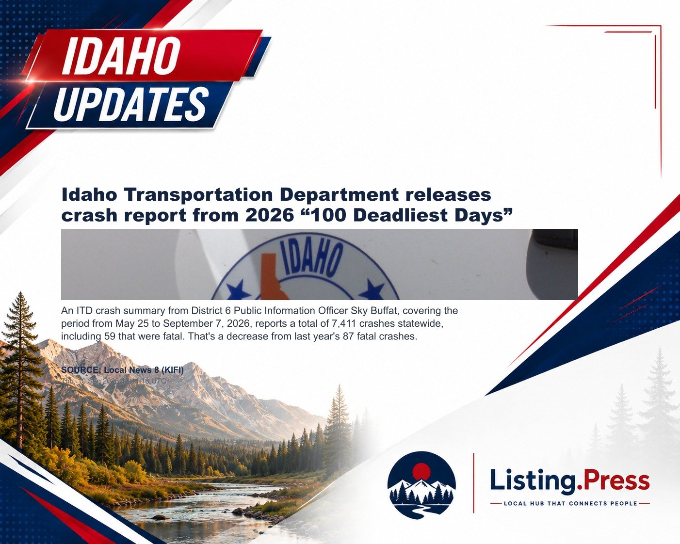 Idaho Transportation Department releases crash report from 2026 “100 Deadliest Days”