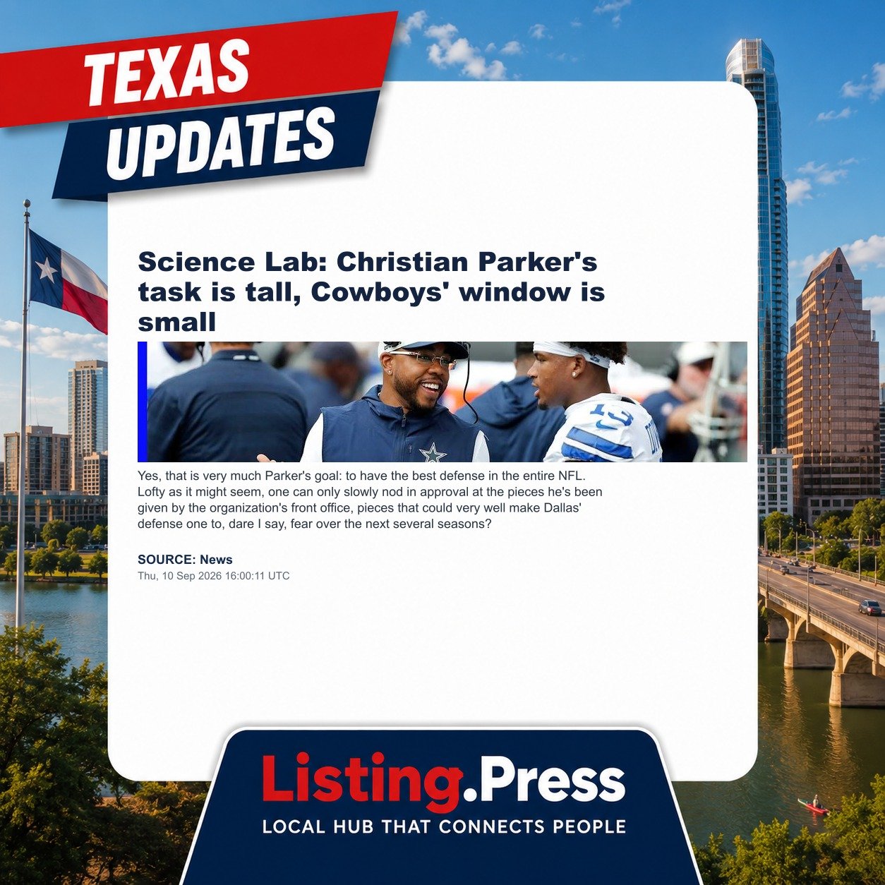 Science Lab: Christian Parker's task is tall, Cowboys' window is small