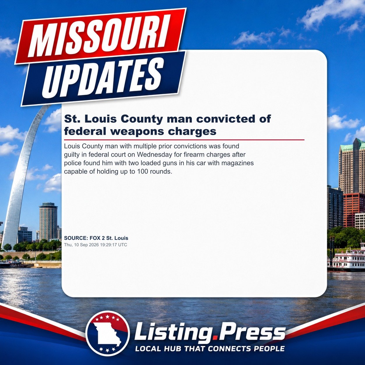 St. Louis County man convicted of federal weapons charges