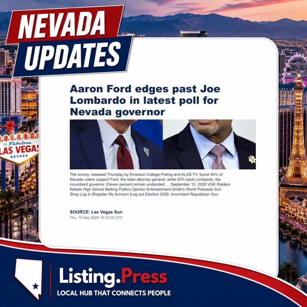 Aaron Ford edges past Joe Lombardo in latest poll for Nevada governor