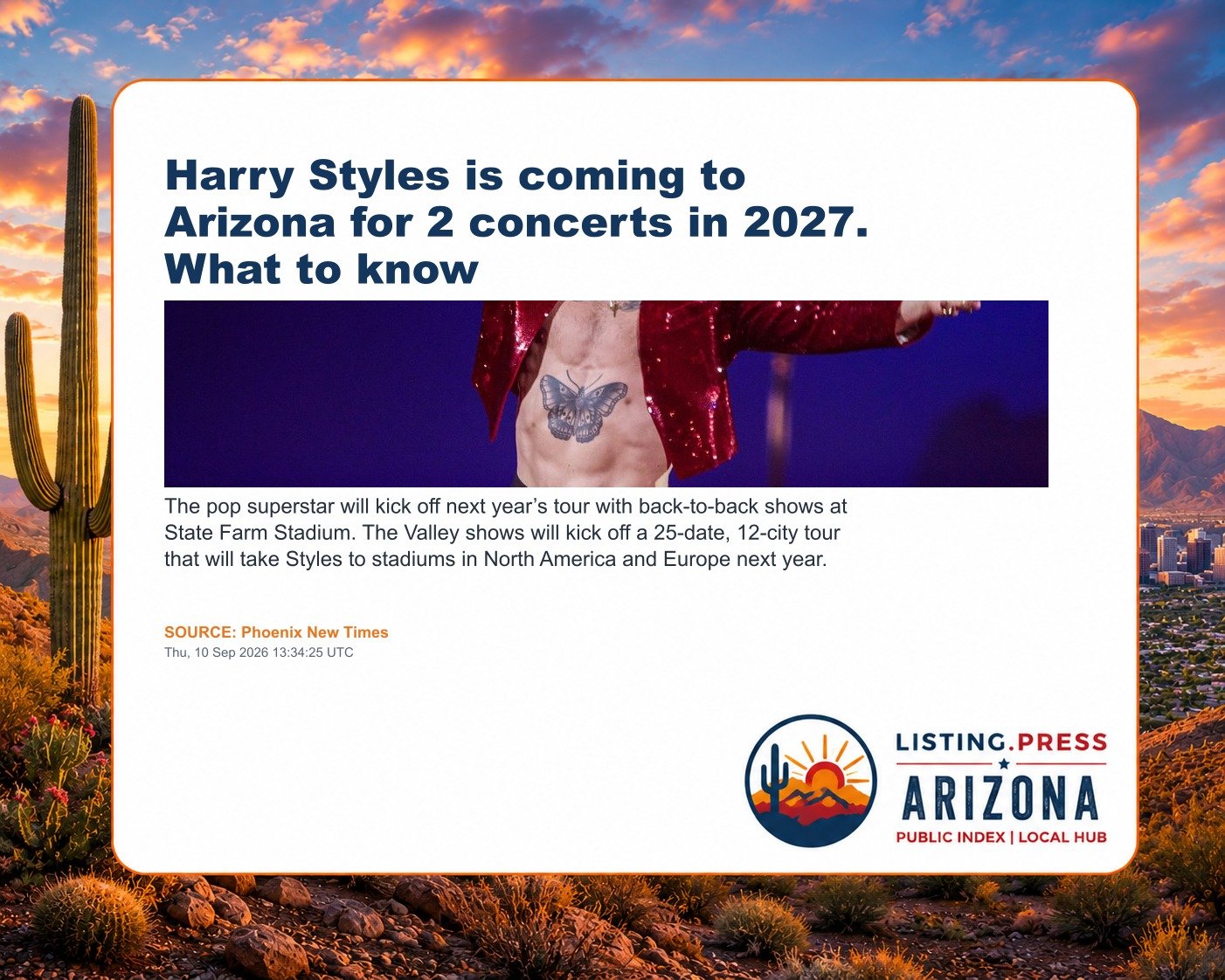 Harry Styles is coming to Arizona for 2 concerts in 2027. What to know