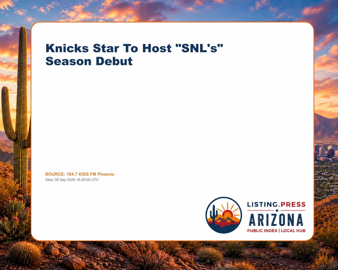 Knicks Star To Host "SNL's" Season Debut