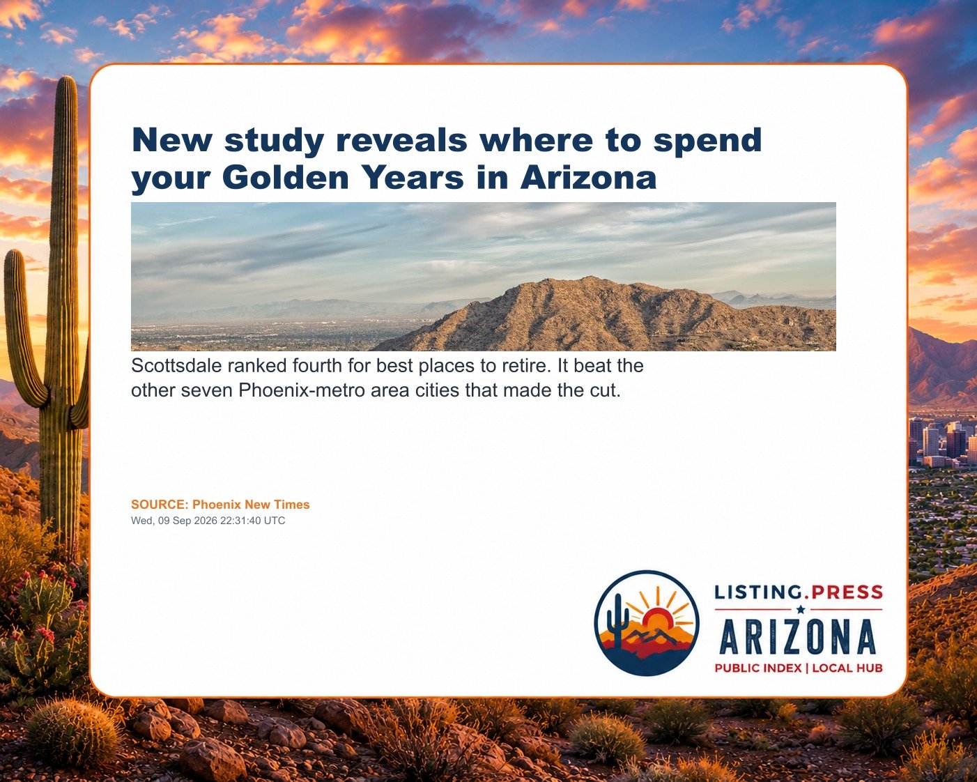 New study reveals where to spend your Golden Years in Arizona