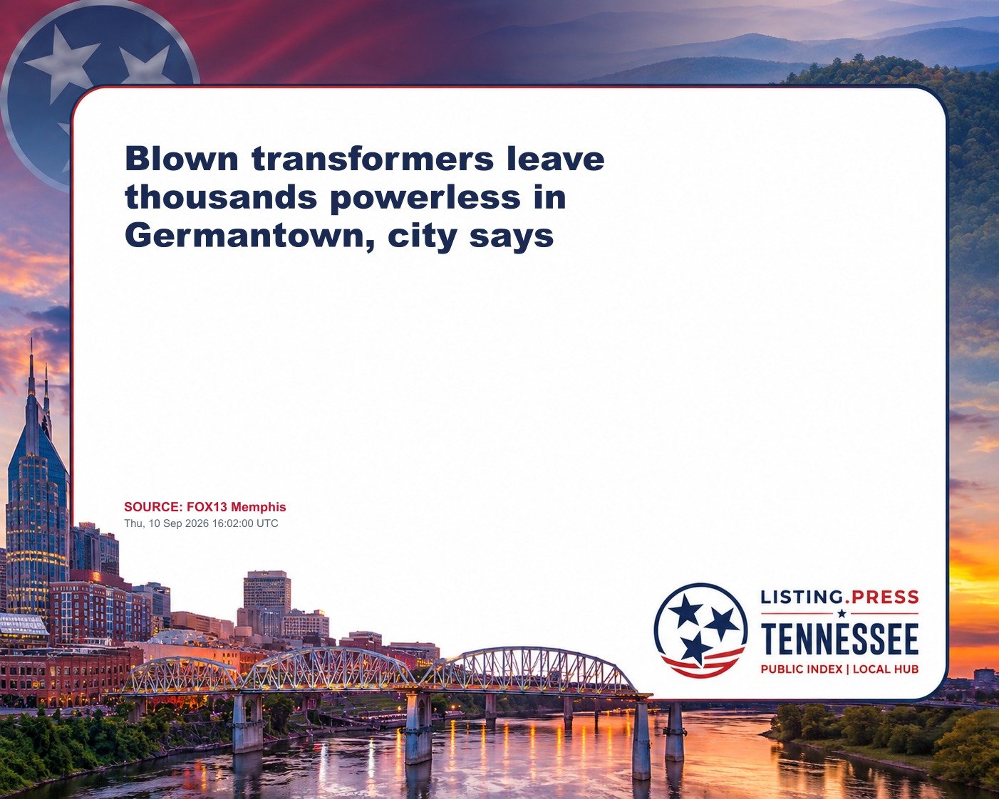 Blown transformers leave thousands powerless in Germantown, city says