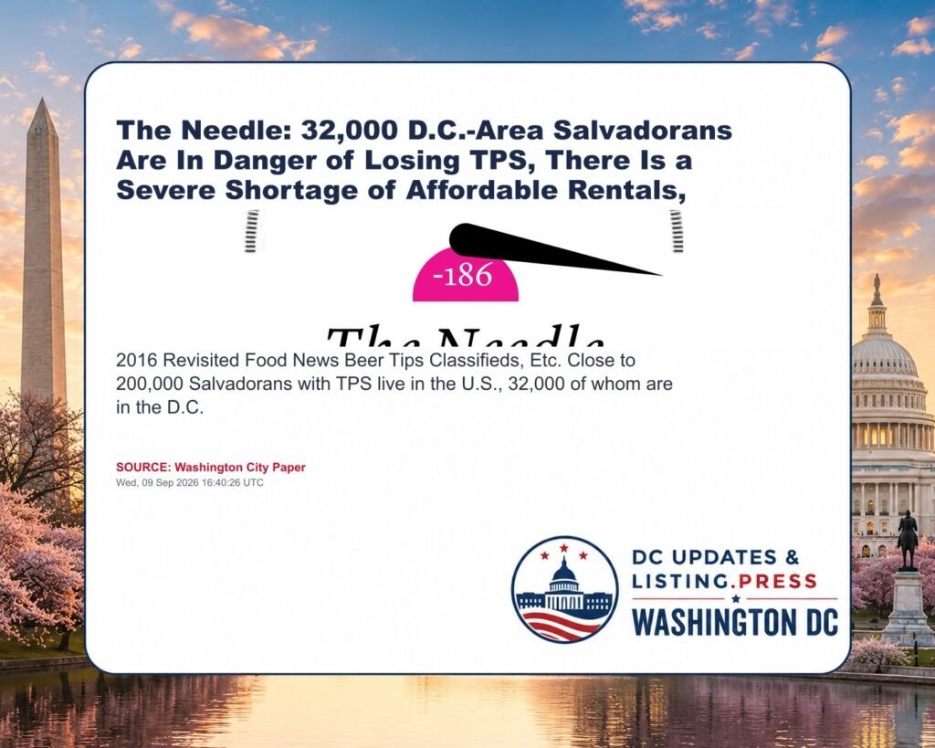 The Needle: 32,000 D.C.-Area Salvadorans Are In Danger of Losing TPS, There Is a Severe Shortage of Affordable Rentals,