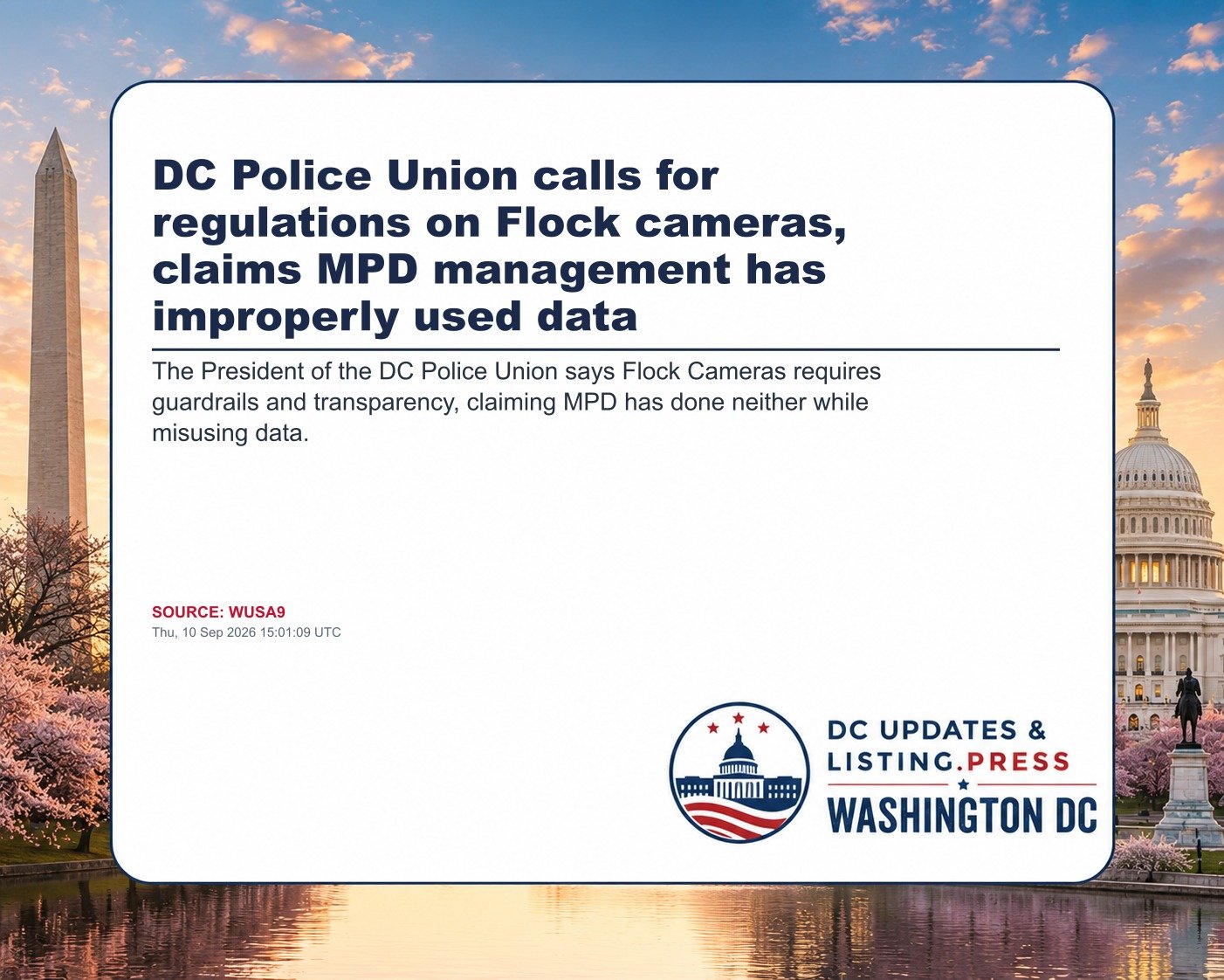 DC Police Union calls for regulations on Flock cameras, claims MPD management has improperly used data