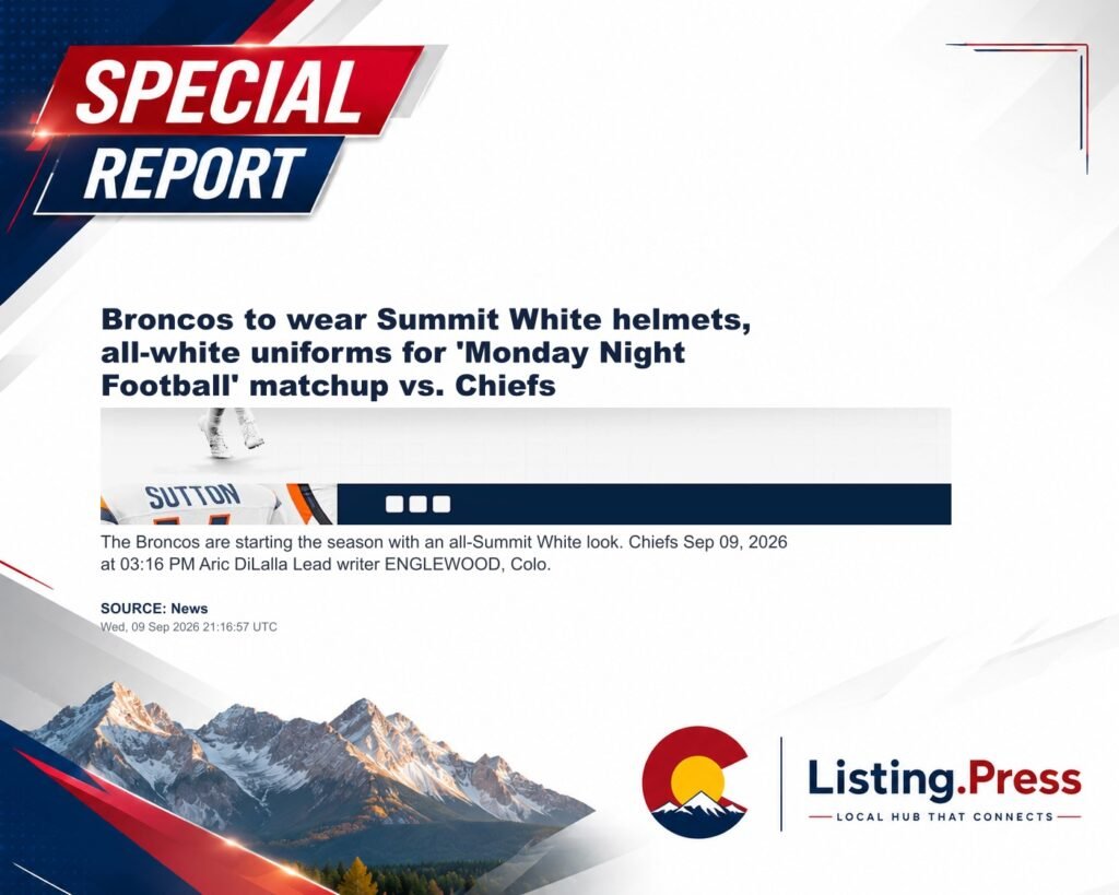 Broncos to wear Summit White helmets, all-white uniforms for ‘Monday Night Football’ matchup vs. Chiefs