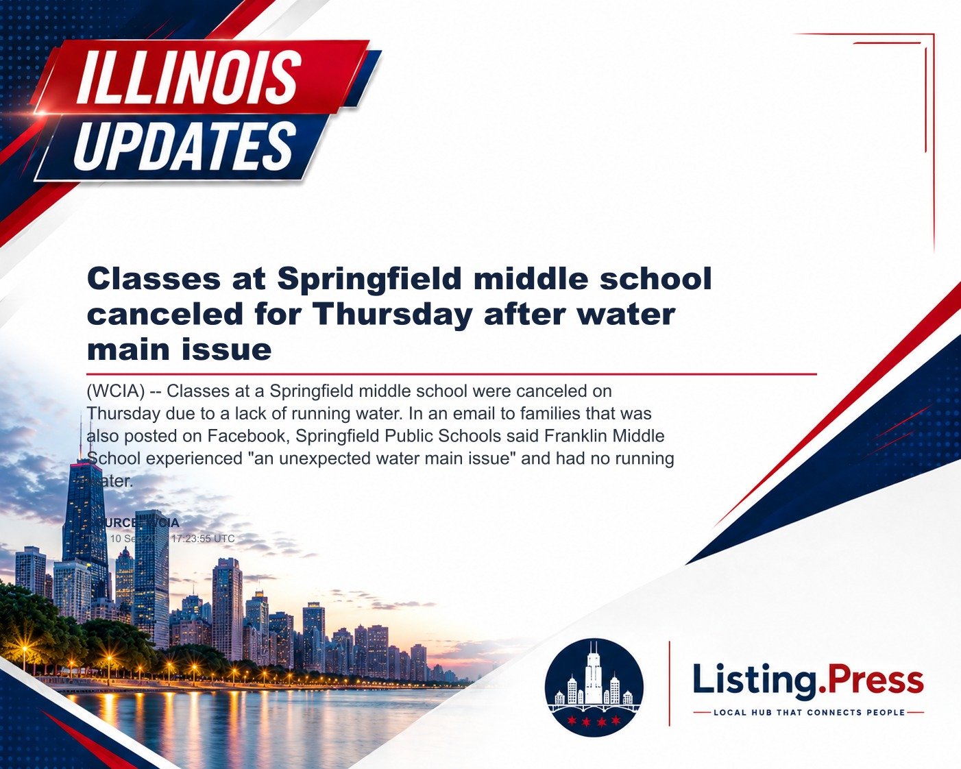Classes at Springfield middle school canceled for Thursday after water main issue