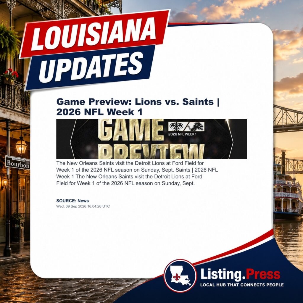 Game Preview: Lions vs. Saints | 2026 NFL Week 1