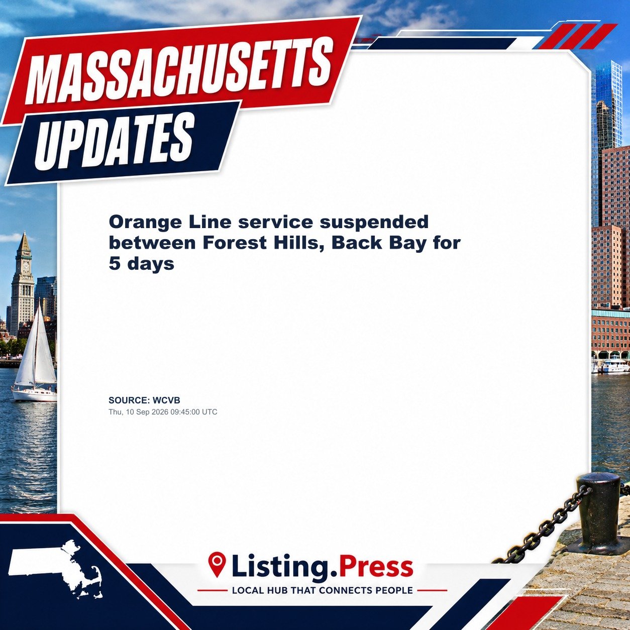 Orange Line service suspended between Forest Hills, Back Bay for 5 days