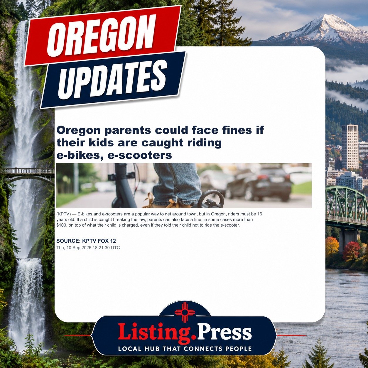 Oregon parents could face fines if their kids are caught riding e-bikes, e-scooters