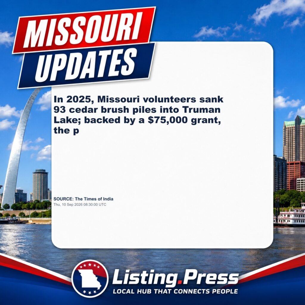 In 2025, Missouri volunteers sank 93 cedar brush piles into Truman Lake; backed by a $75,000 grant, the p