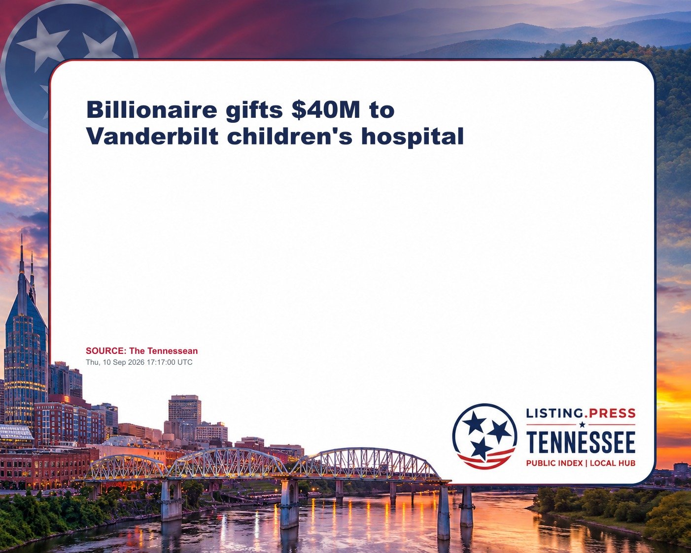 Billionaire gifts $40M to Vanderbilt children's hospital