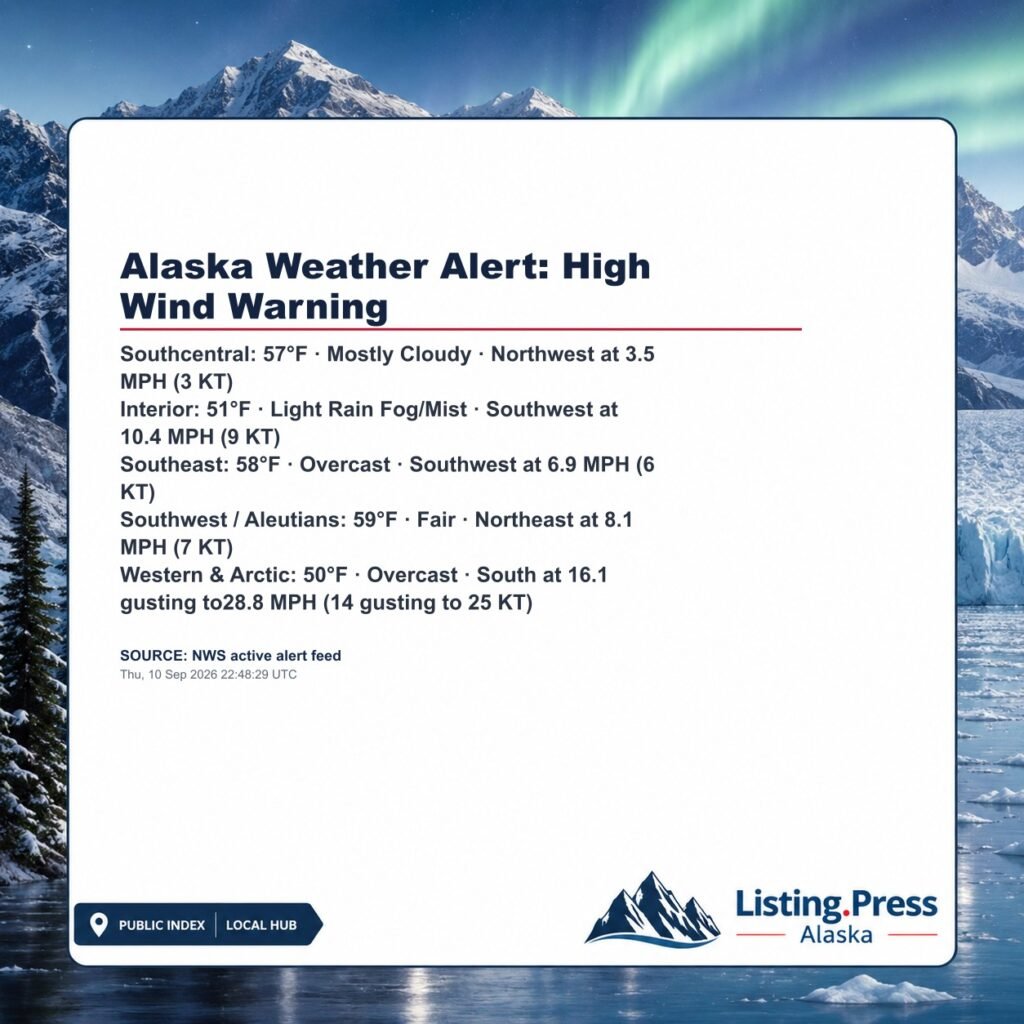 Alaska Weather Alert: High Wind Warning