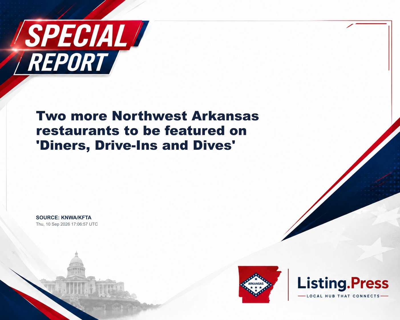 Two more Northwest Arkansas restaurants to be featured on 'Diners, Drive-Ins and Dives'