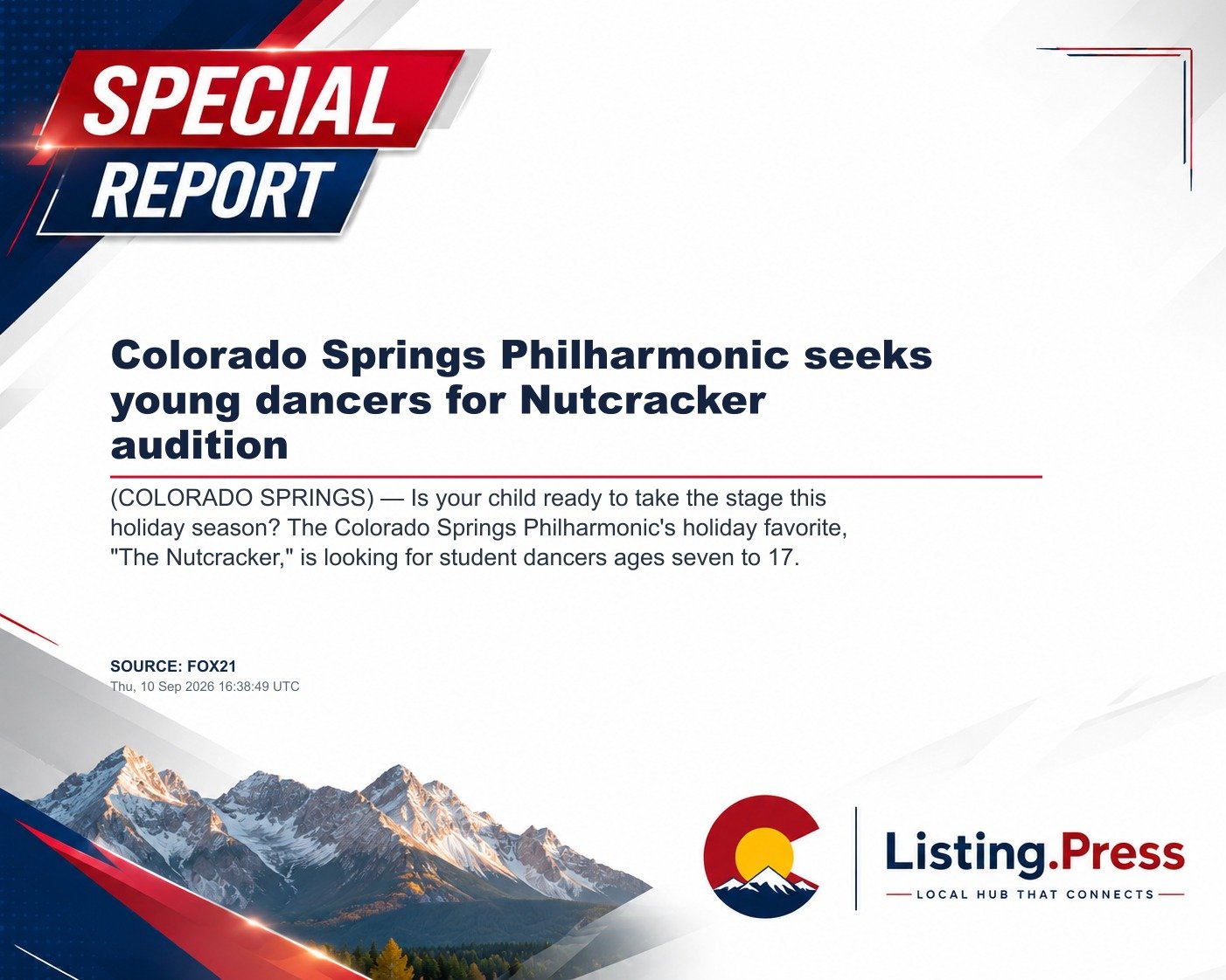 Colorado Springs Philharmonic seeks young dancers for Nutcracker audition