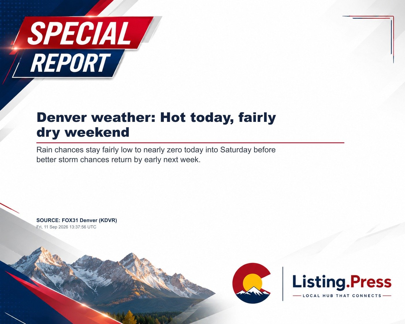 Denver weather: Hot today, fairly dry weekend