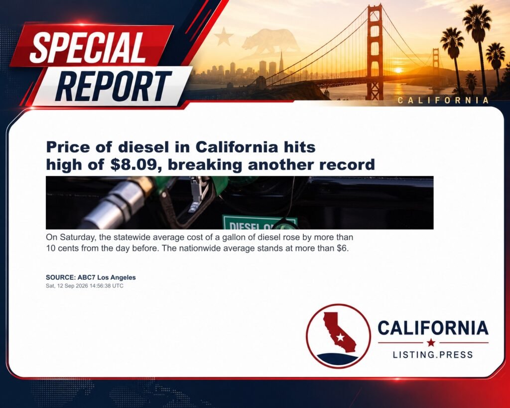Price of diesel in California hits high of $8.09, breaking another record