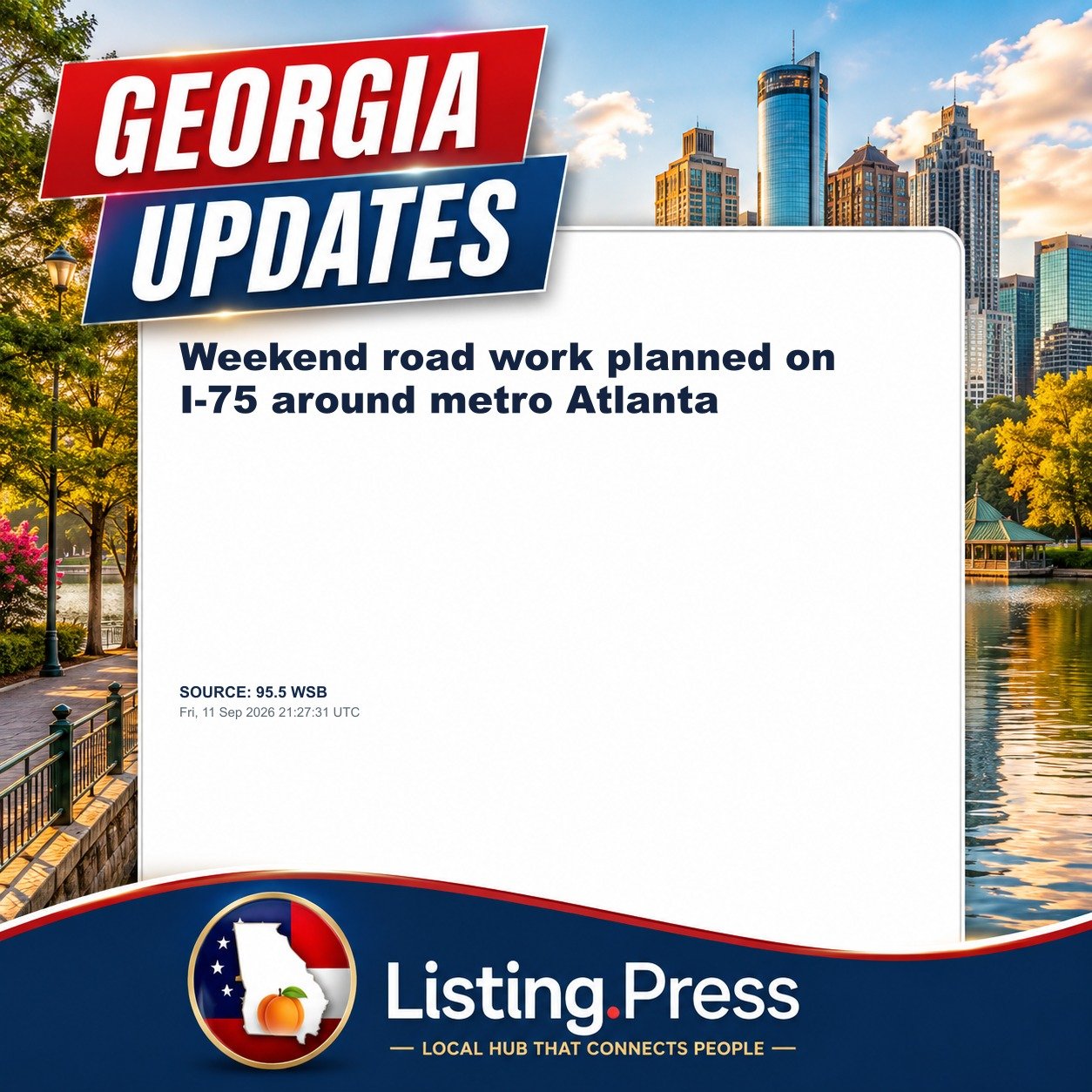 Weekend road work planned on I-75 around metro Atlanta