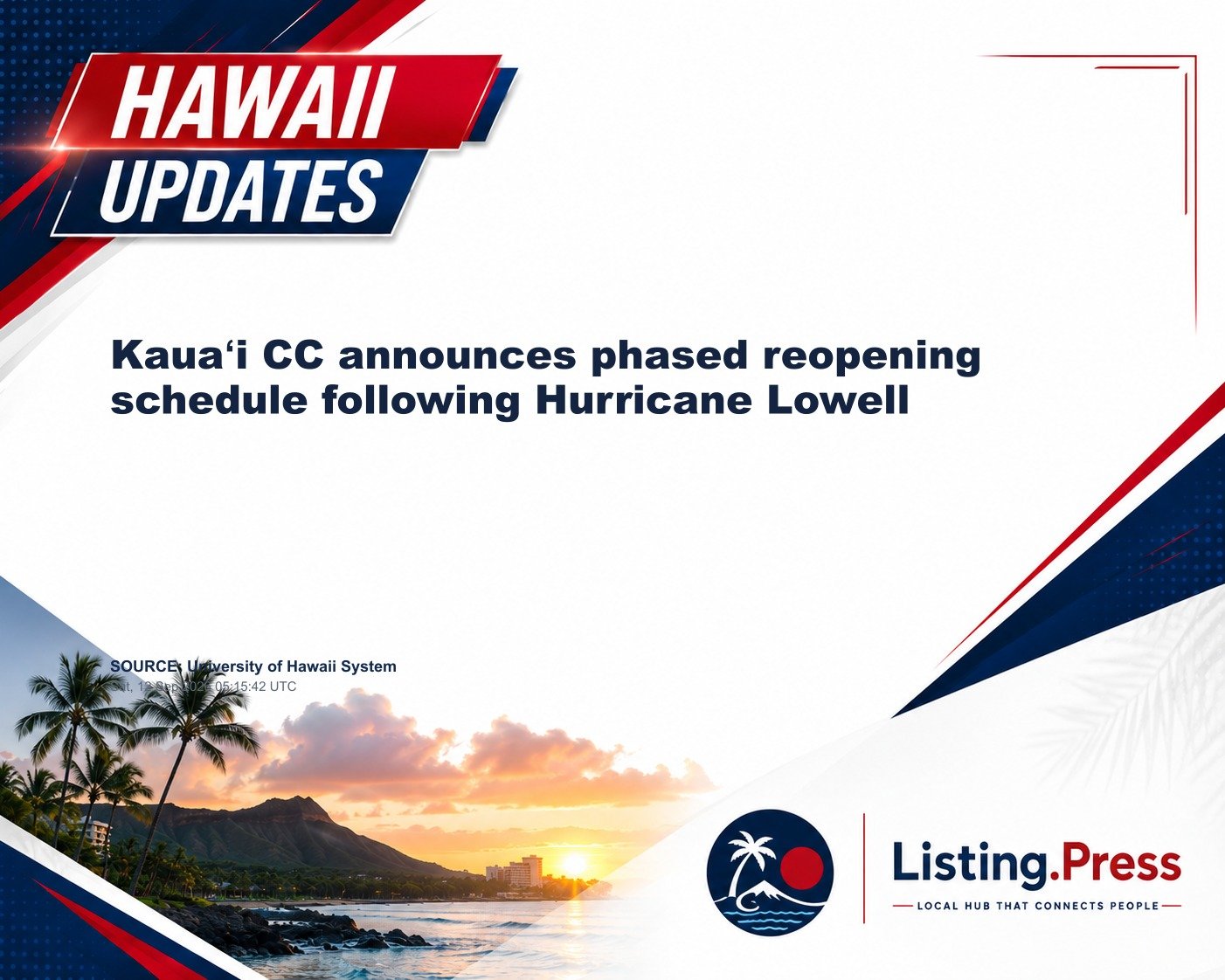 Kauaʻi CC announces phased reopening schedule following Hurricane Lowell