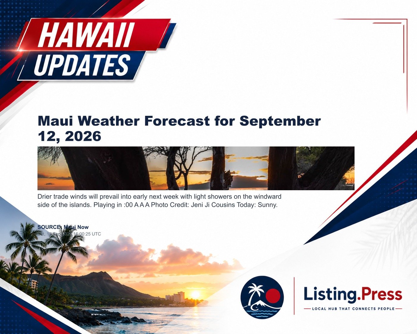 Maui Weather Forecast for September 12, 2026