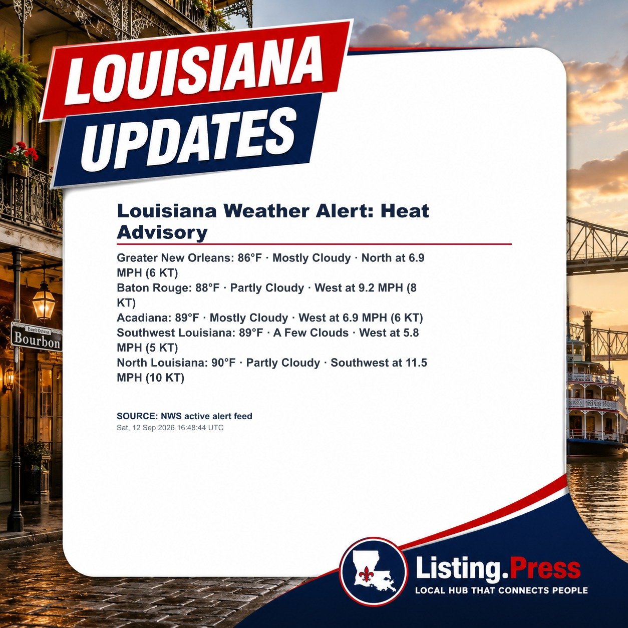 Louisiana Weather Alert: Heat Advisory