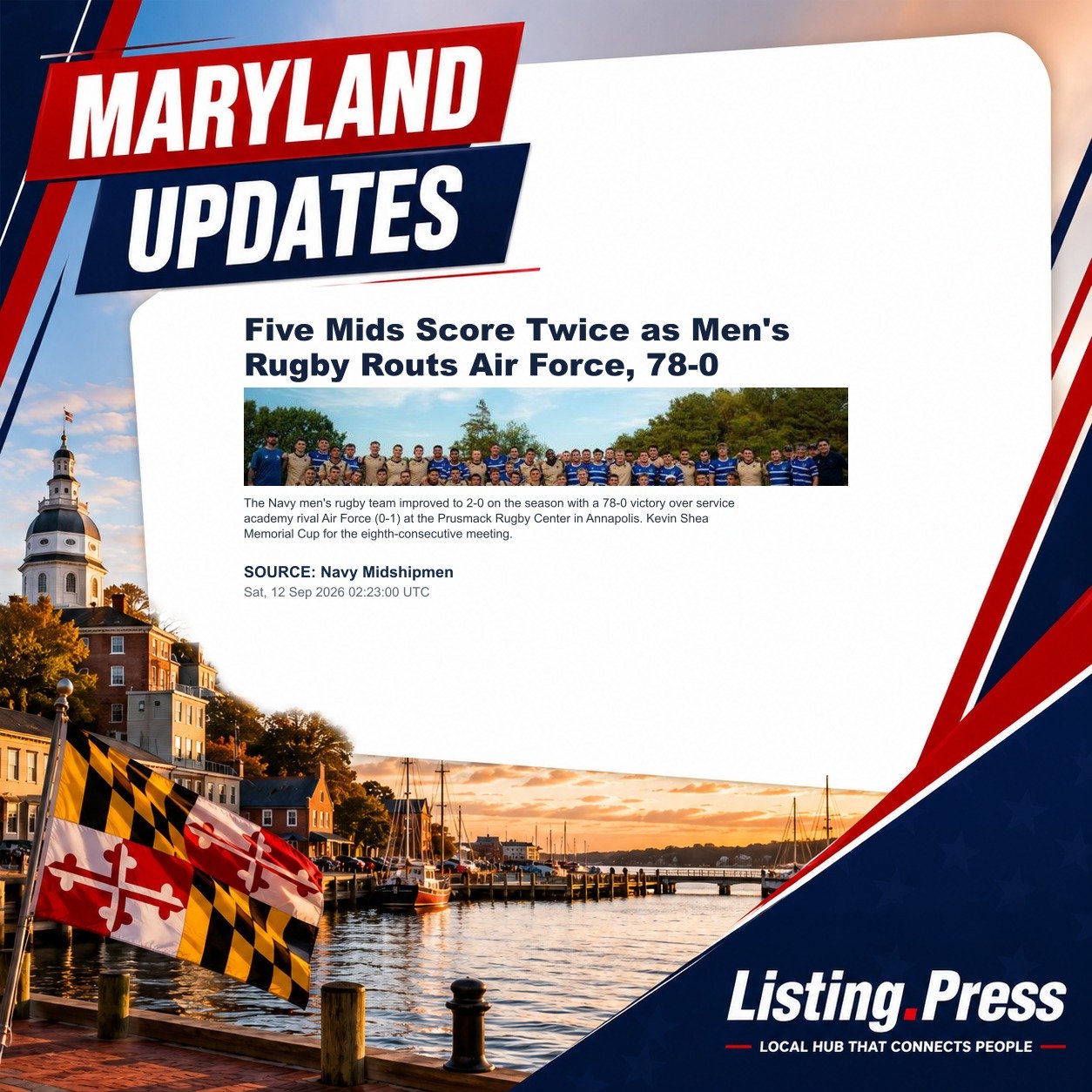 Five Mids Score Twice as Men's Rugby Routs Air Force, 78-0