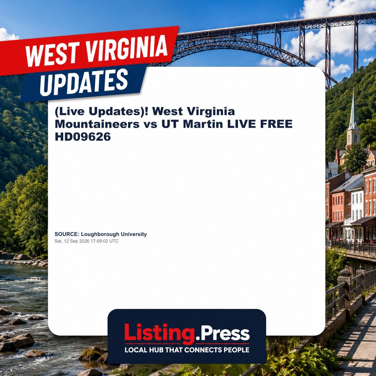 (Live Updates)! West Virginia Mountaineers vs UT Martin LIVE FREE HD09626