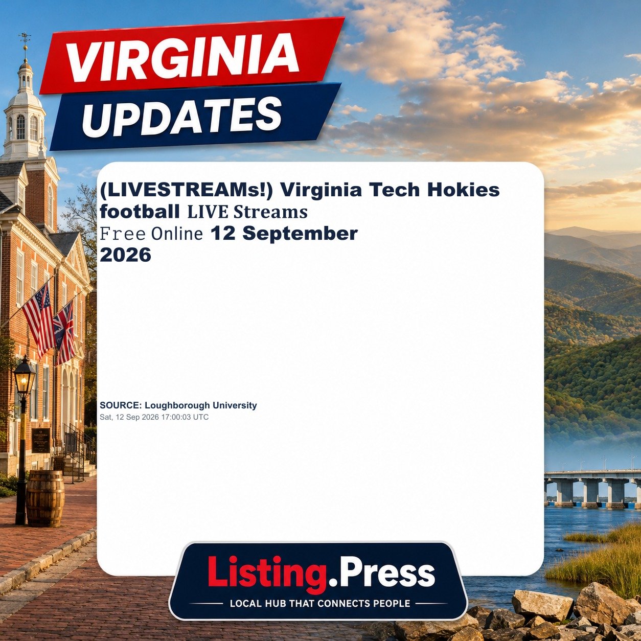 (LIVESTREAMs!) Virginia Tech Hokies football ๐๐๐๐ ๐๐ญ๐ซ๐๐๐ฆ๐ฌ ๐ต๐๐๐ ๐ฎ๐๐
๐๐๐พ 12 September 2026