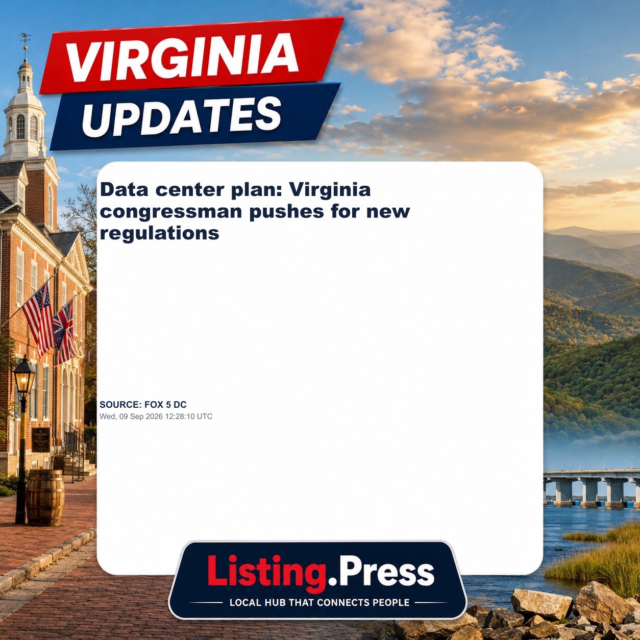 Data center plan: Virginia congressman pushes for new regulations