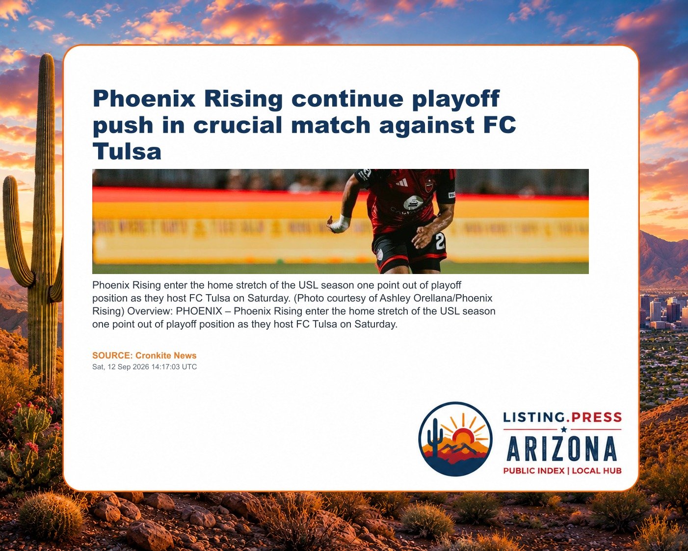 Phoenix Rising continue playoff push in crucial match against FC Tulsa