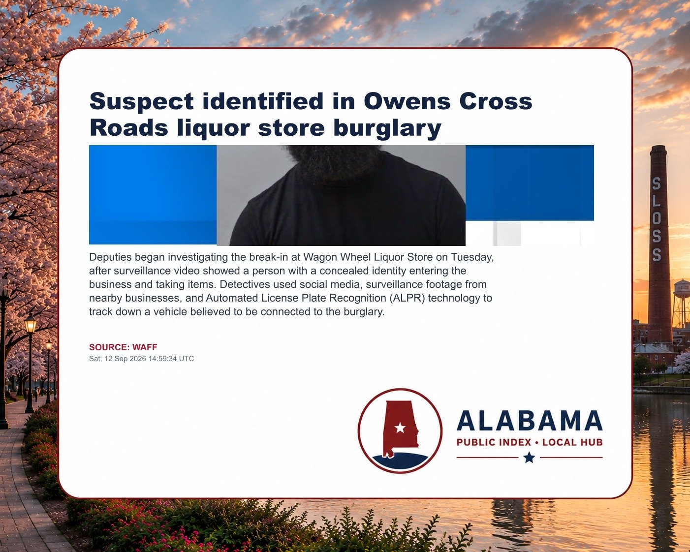 Suspect identified in Owens Cross Roads liquor store burglary