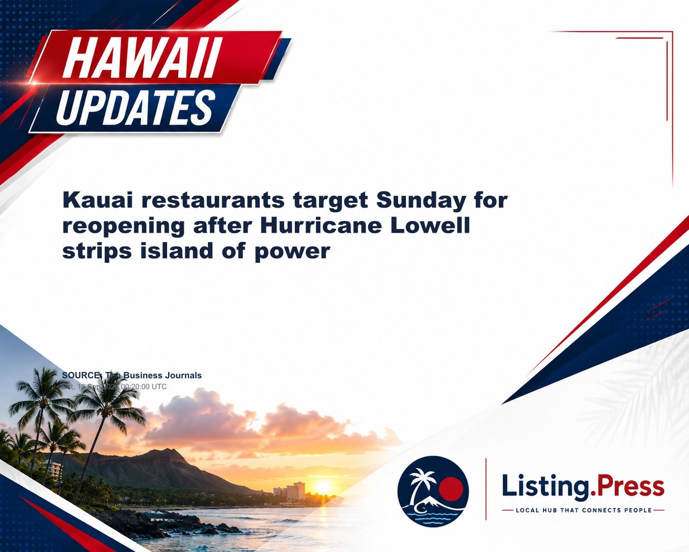 Kauai restaurants target Sunday for reopening after Hurricane Lowell strips island of power
