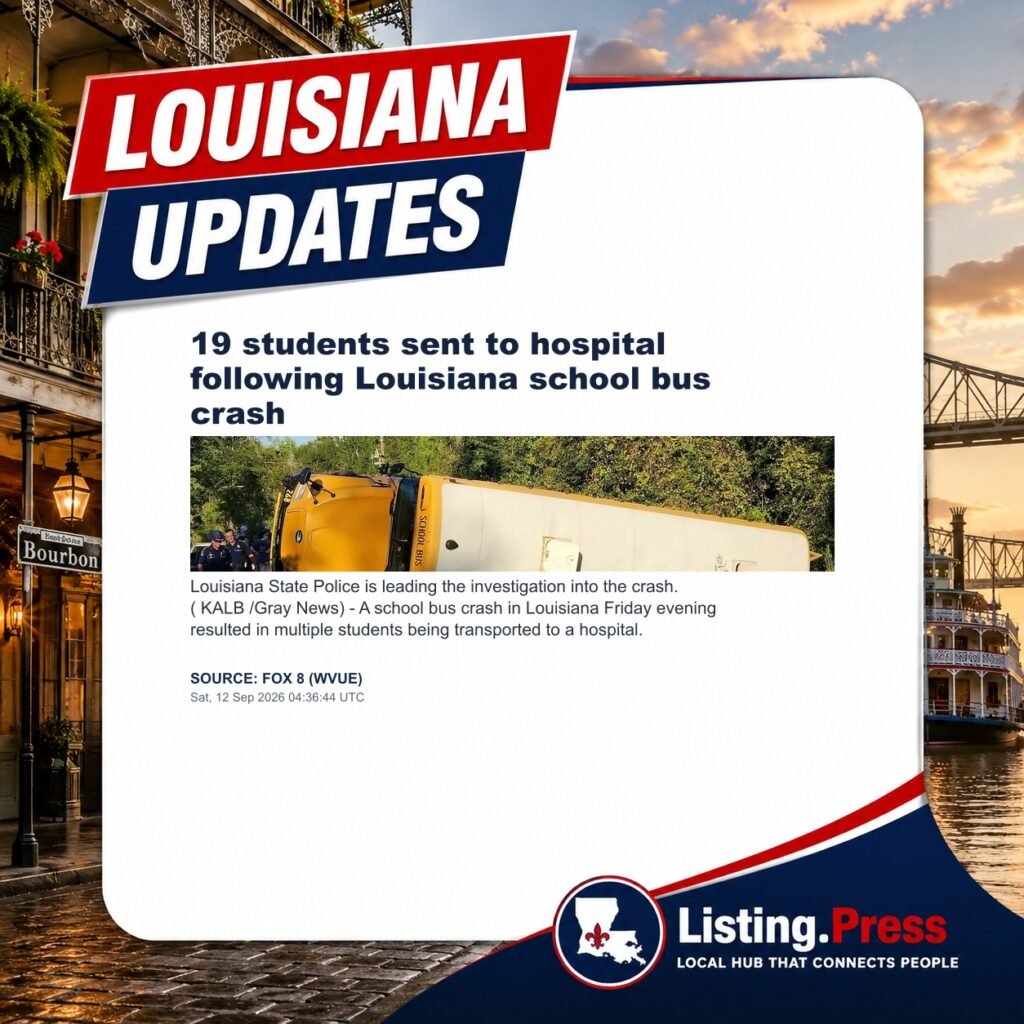 19 students sent to hospital following Louisiana school bus crash