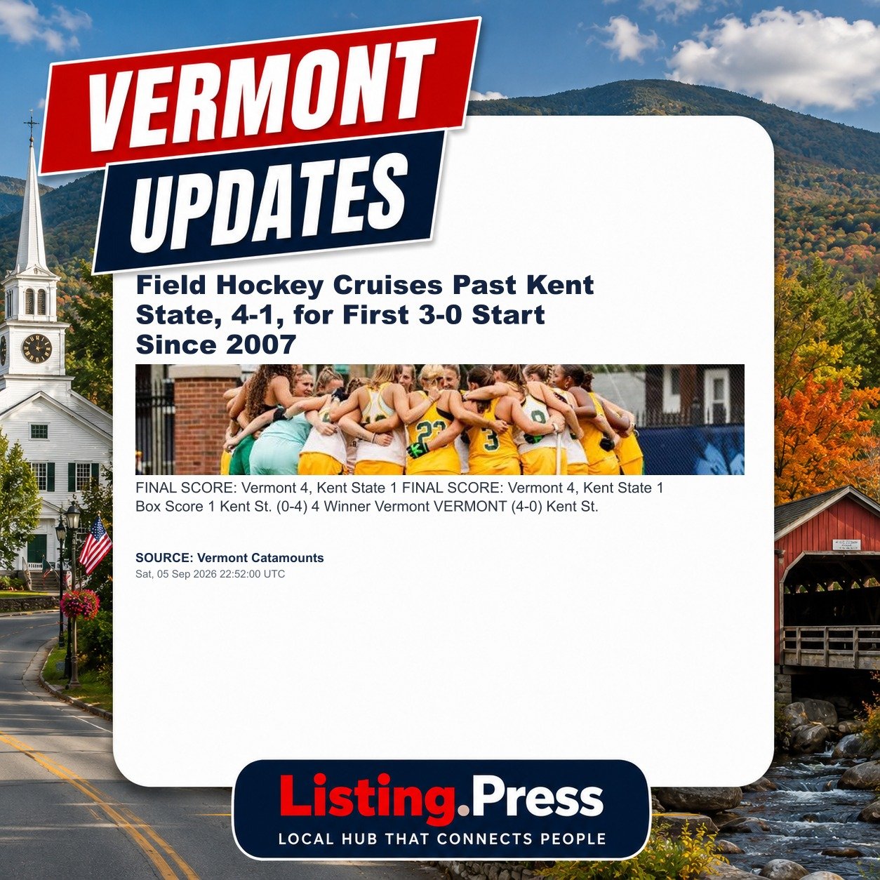 Field Hockey Cruises Past Kent State, 4-1, for First 3-0 Start Since 2007