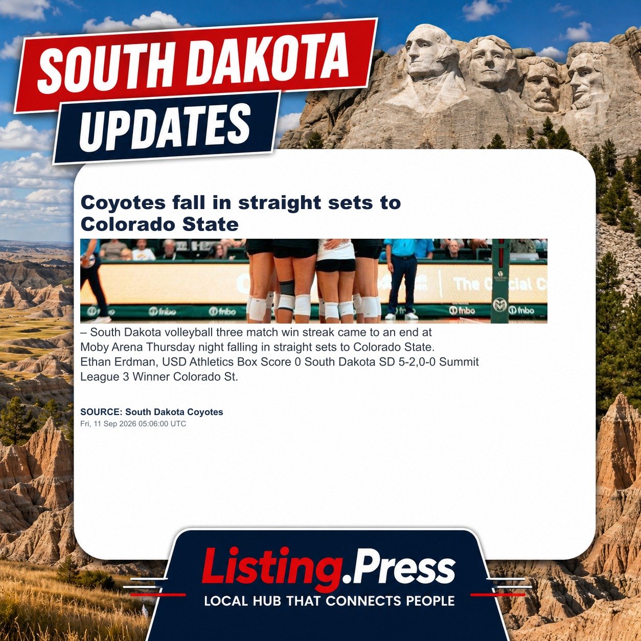 Coyotes fall in straight sets to Colorado State
