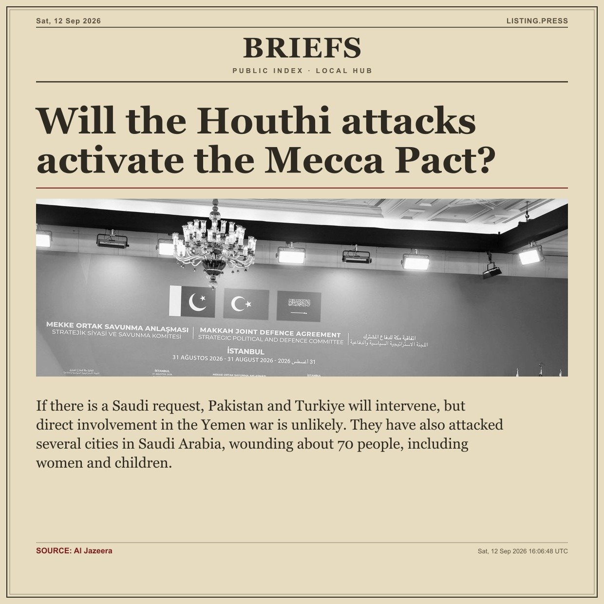 Will the Houthi attacks activate the Mecca Pact?