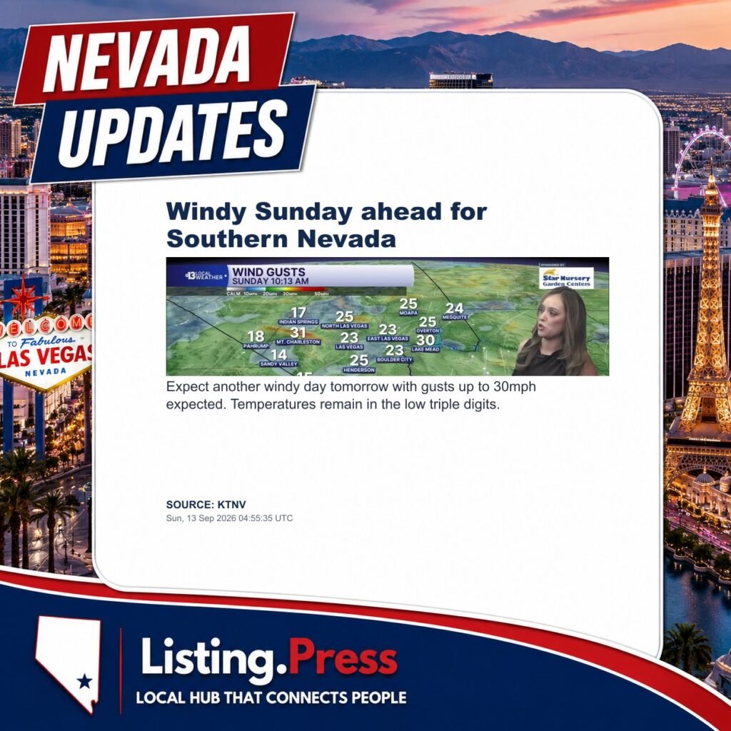 Windy Sunday ahead for Southern Nevada