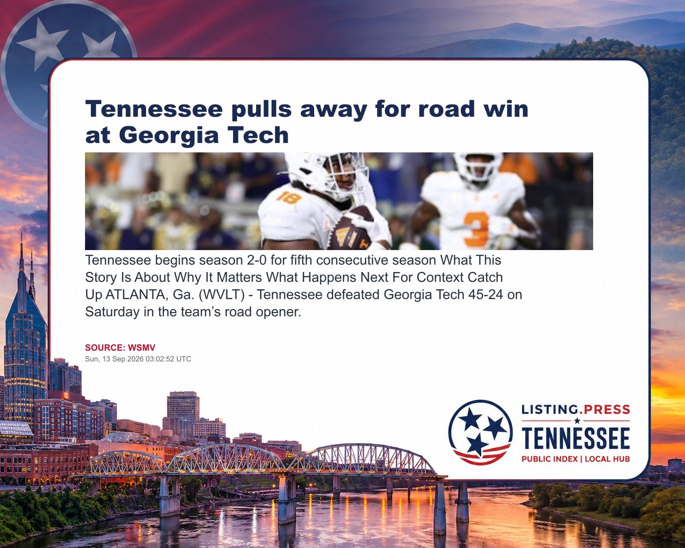 Tennessee pulls away for road win at Georgia Tech