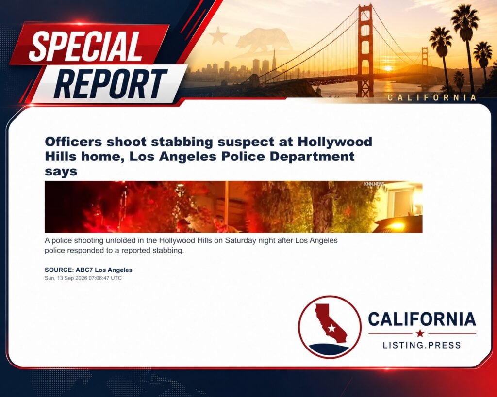 Officers shoot stabbing suspect at Hollywood Hills home, Los Angeles Police Department says