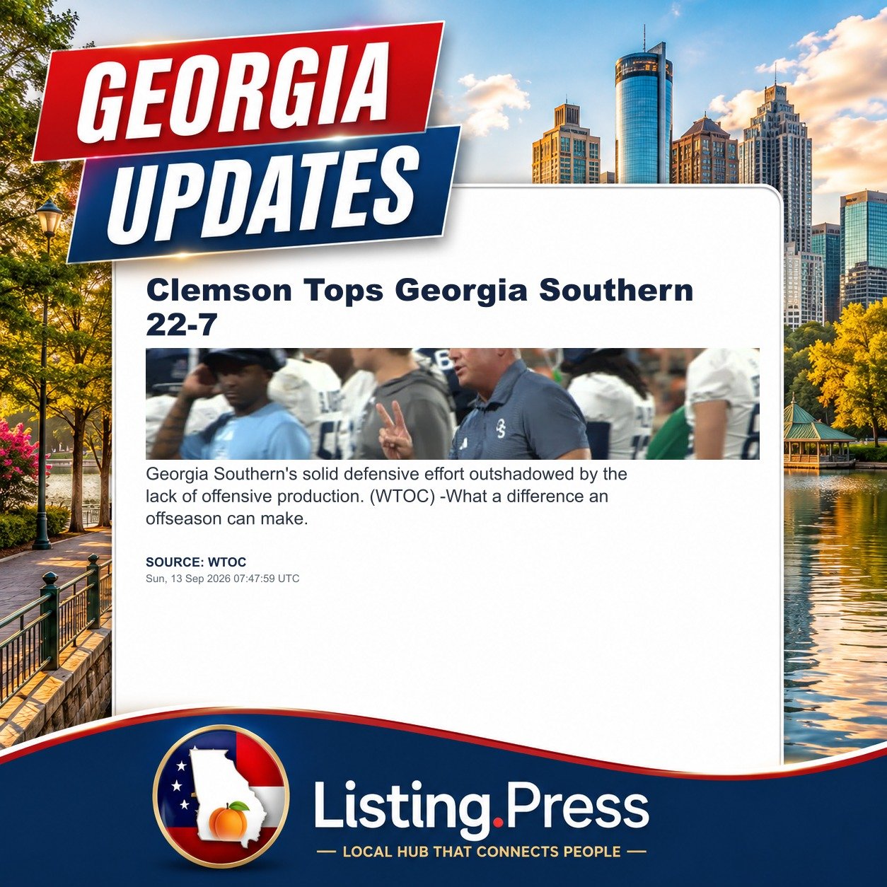 Clemson Tops Georgia Southern 22-7