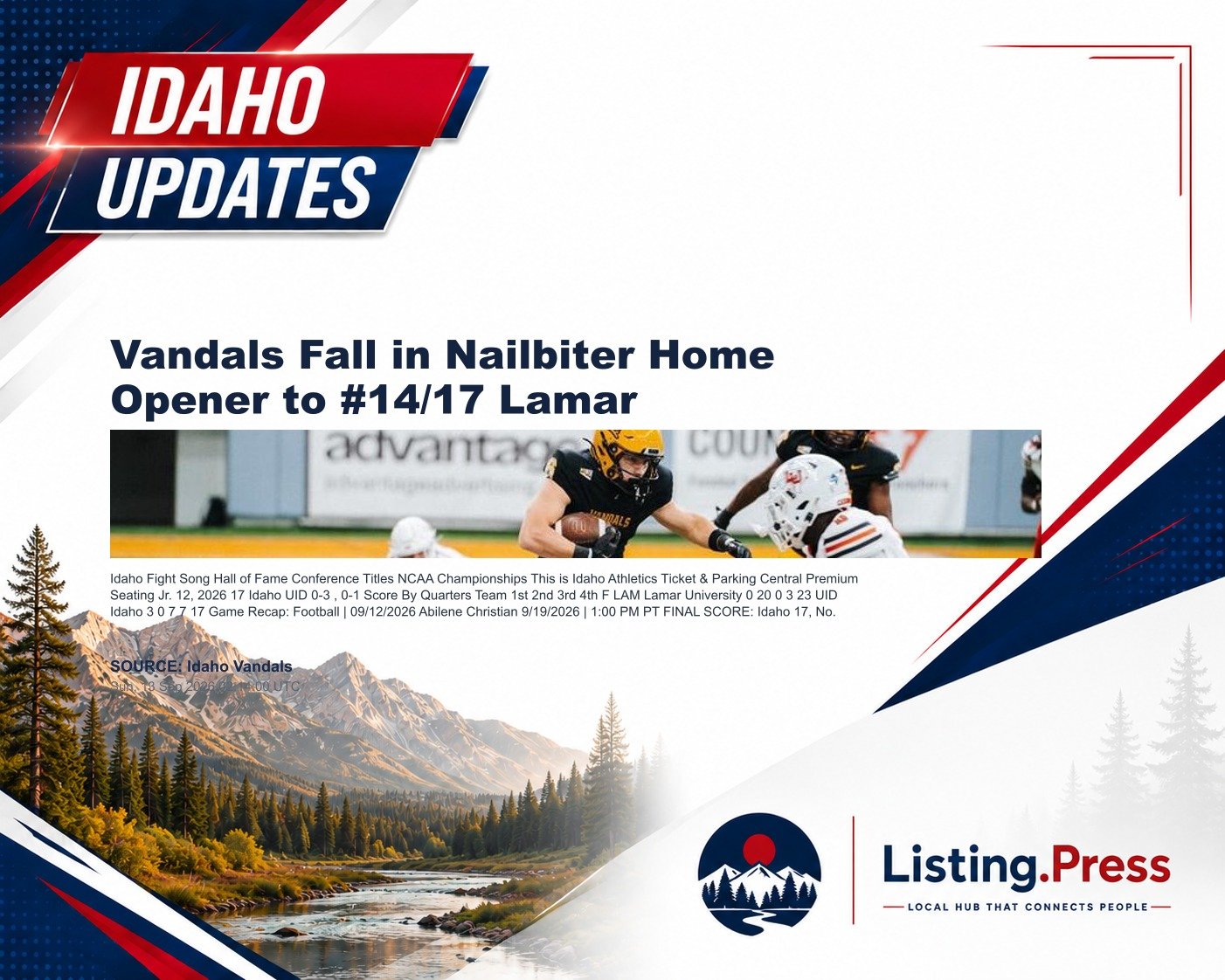Vandals Fall in Nailbiter Home Opener to #14/17 Lamar