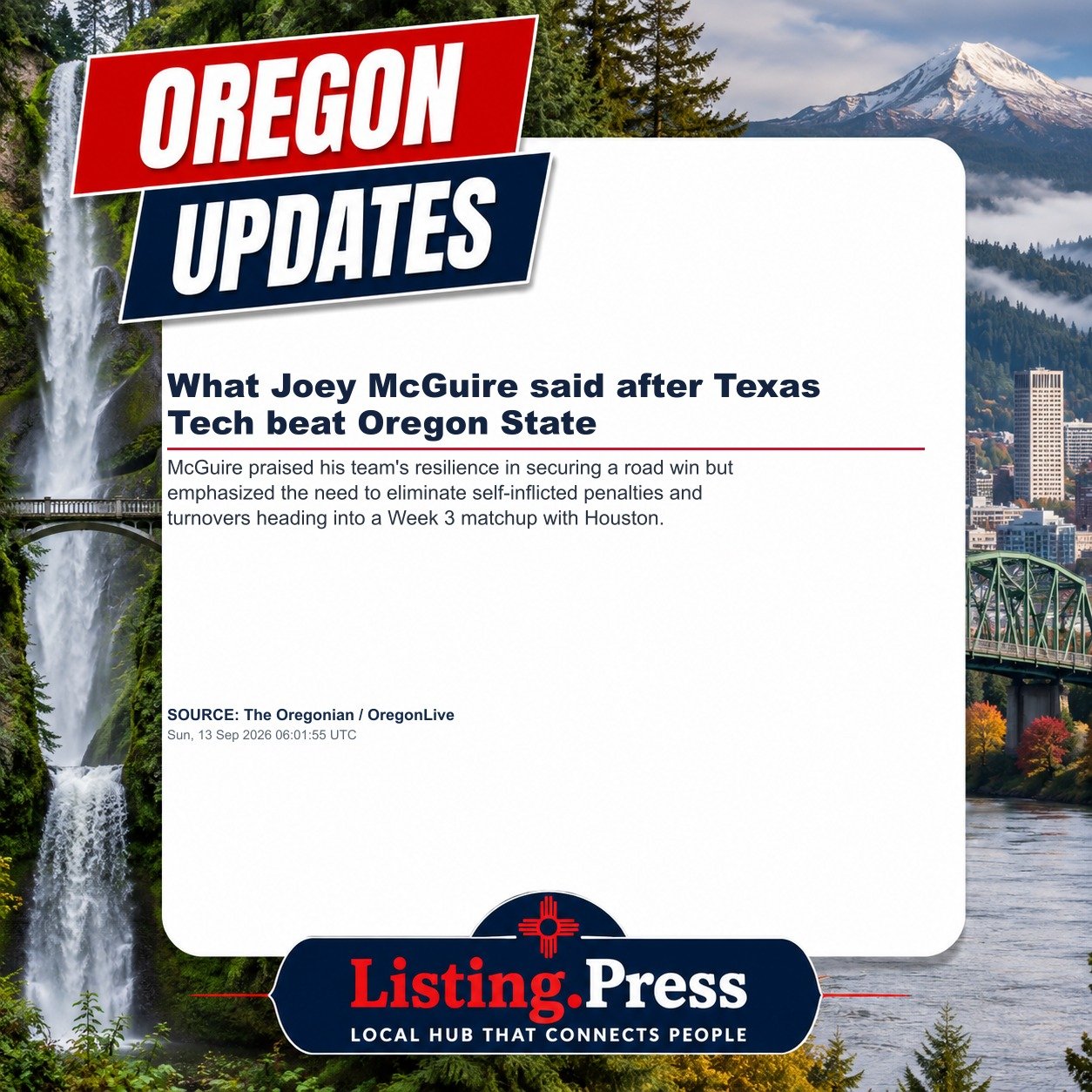 What Joey McGuire said after Texas Tech beat Oregon State