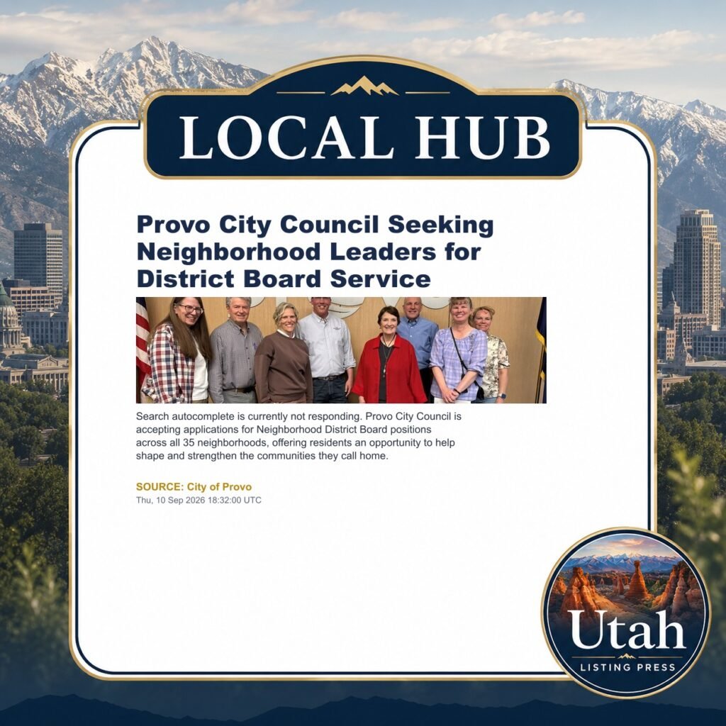 Provo City Council Seeking Neighborhood Leaders for District Board Service