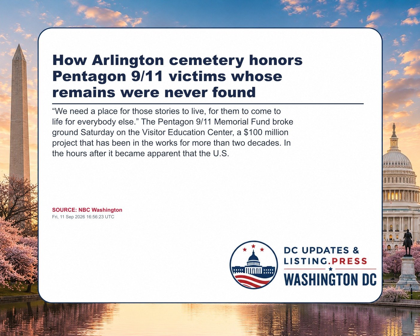How Arlington cemetery honors Pentagon 9/11 victims whose remains were never found
