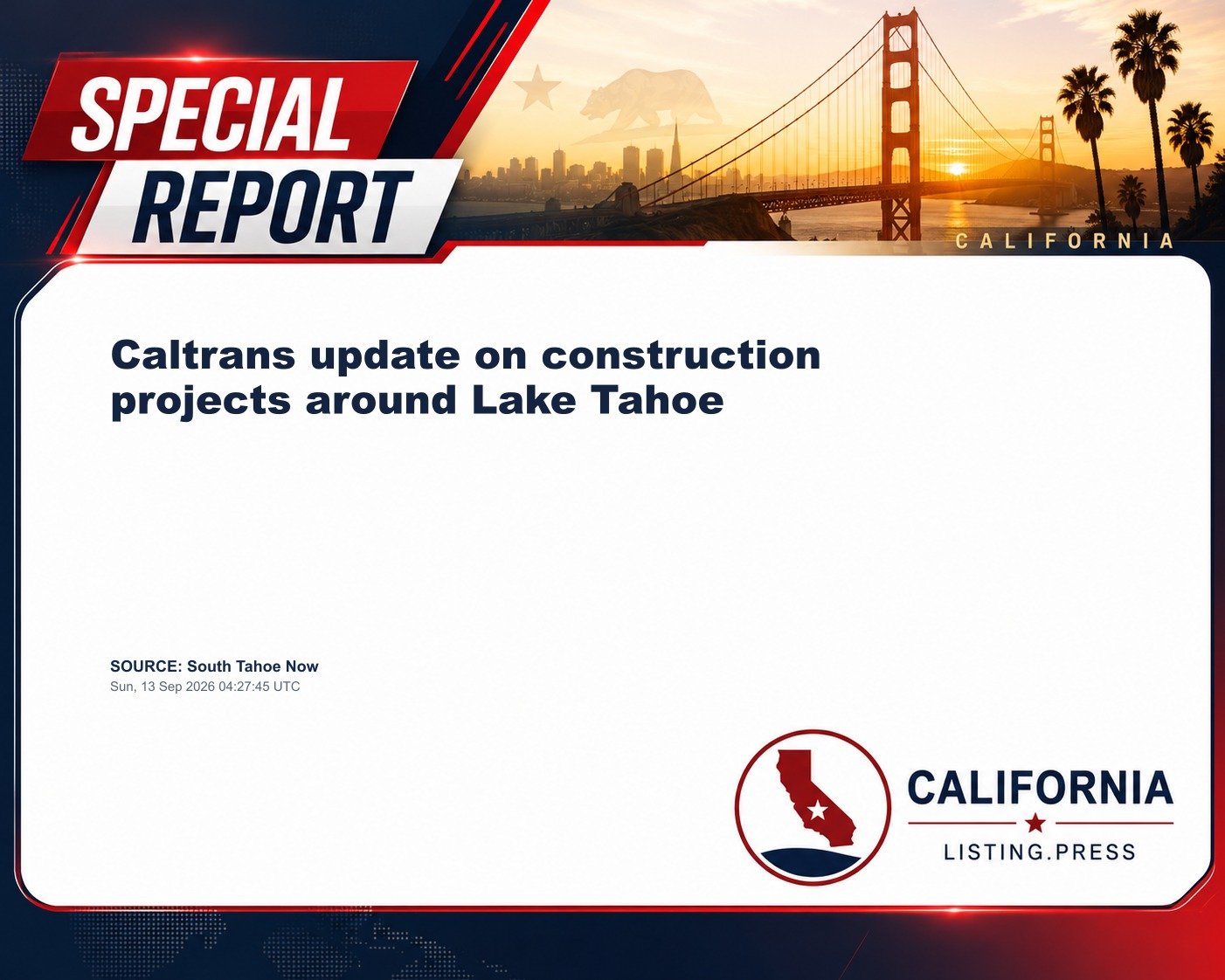 Caltrans update on construction projects around Lake Tahoe