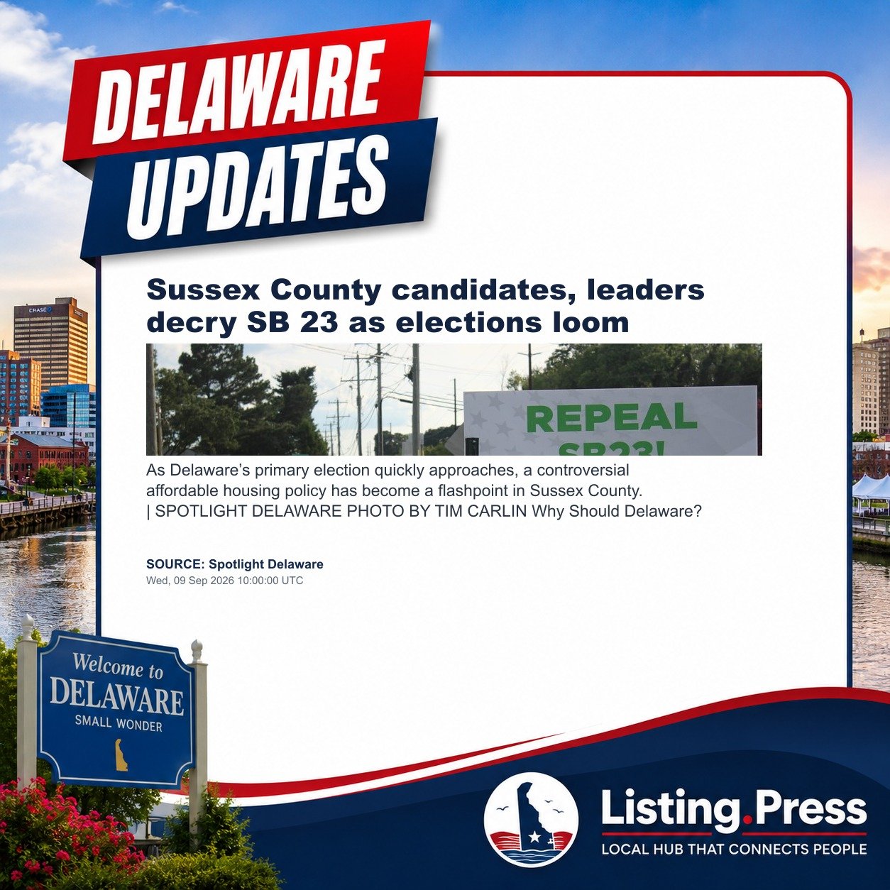 Sussex County candidates, leaders decry SB 23 as elections loom